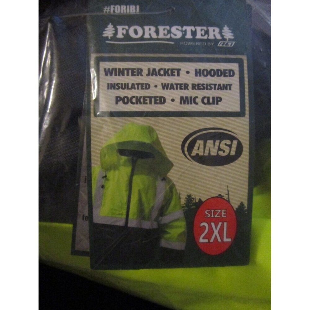 Forester Hi-Vis Yellow Insulated Bomber Jacket Hooded Winter Jacket Pocketed 2XL